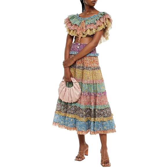 NWT Zimmermann Carnaby Off Shoulder Cotton Tiered Top Crop 4 - Picture 2 of 12